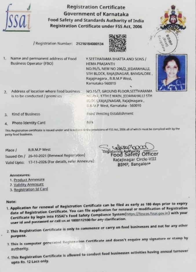 FSSAI License Certificate